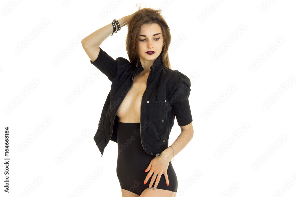 adorable brunette with in black jacket and panties with big silicon breasts adorable brunette with in black jacket and panties with big silicon breasts