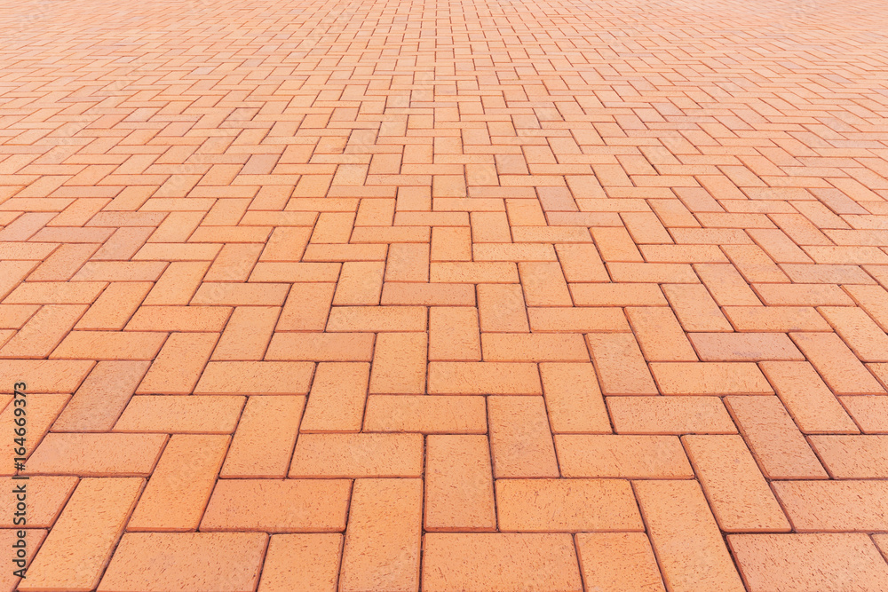 Paver brick floor also call brick paving, paving stone or block paving. Manufactured from concrete or stone for road, path, driveway and patio. Empty floor in perspective view for texture background. Paver brick floor also call brick paving, paving stone or block paving. Manufactured from concrete or stone for road, path, driveway and patio. Empty floor in perspective view for texture background.
