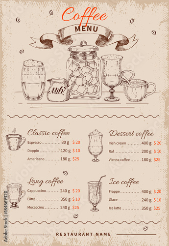 Coffee Hand Drawn Restaurant Menu