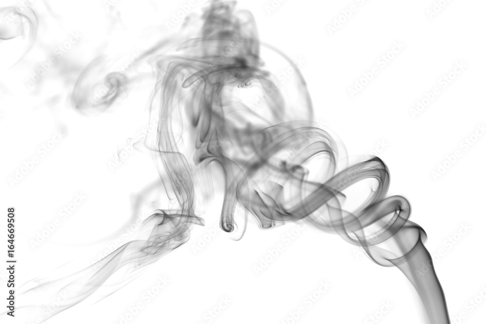 Swirl of black smoke on white background Swirl of black smoke on white background