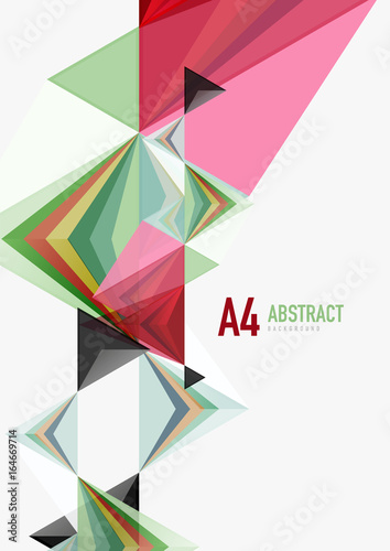 Triangular low poly vector a4 size geometric abstract template