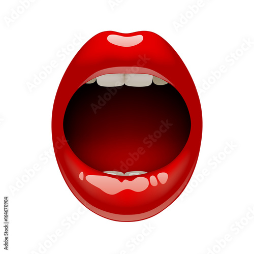 Woman's open mouth with sexy red lips