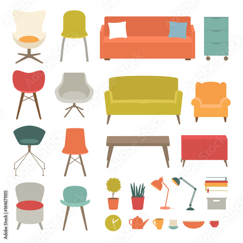 Vector set of furniture of living room