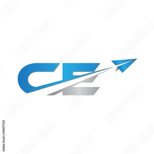 CE initial letter logo origami paper plane