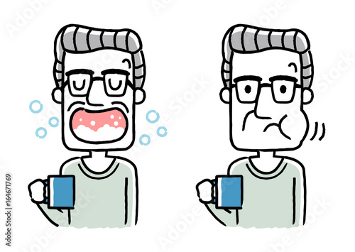 シニア男性：歯磨き
