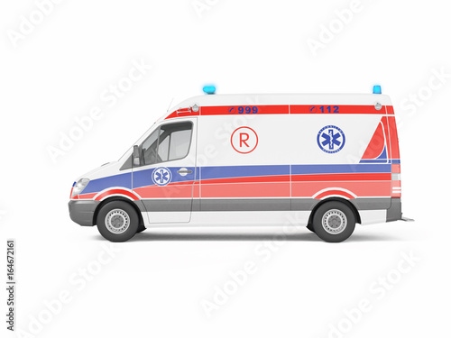 Fototapeta Naklejka Na Ścianę i Meble -  Ambulance emergency on a white background. 3D rendering