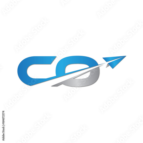 CO initial letter logo origami paper plane