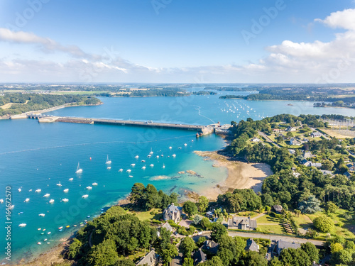 Aerial view on Barrage de la Rance in Brittany close to Saint Malo, Tidal energy