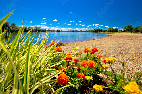 Soderica lake beach and landscape view photo