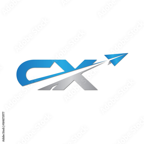 CX initial letter logo origami paper plane