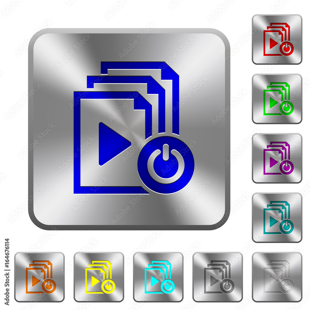 Exit from playlist rounded square steel buttons Exit from playlist rounded square steel buttons