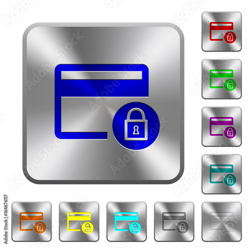 Lock credit card transactions rounded square steel buttons