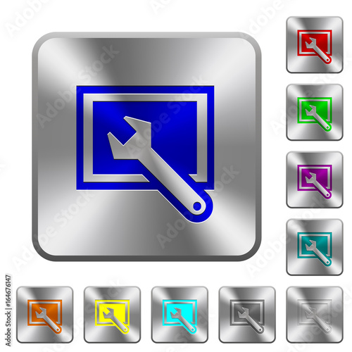 Screen settings rounded square steel buttons