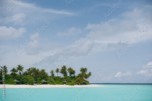 Beautiful white beach with palm trees in the Maldives © ViDi Studio