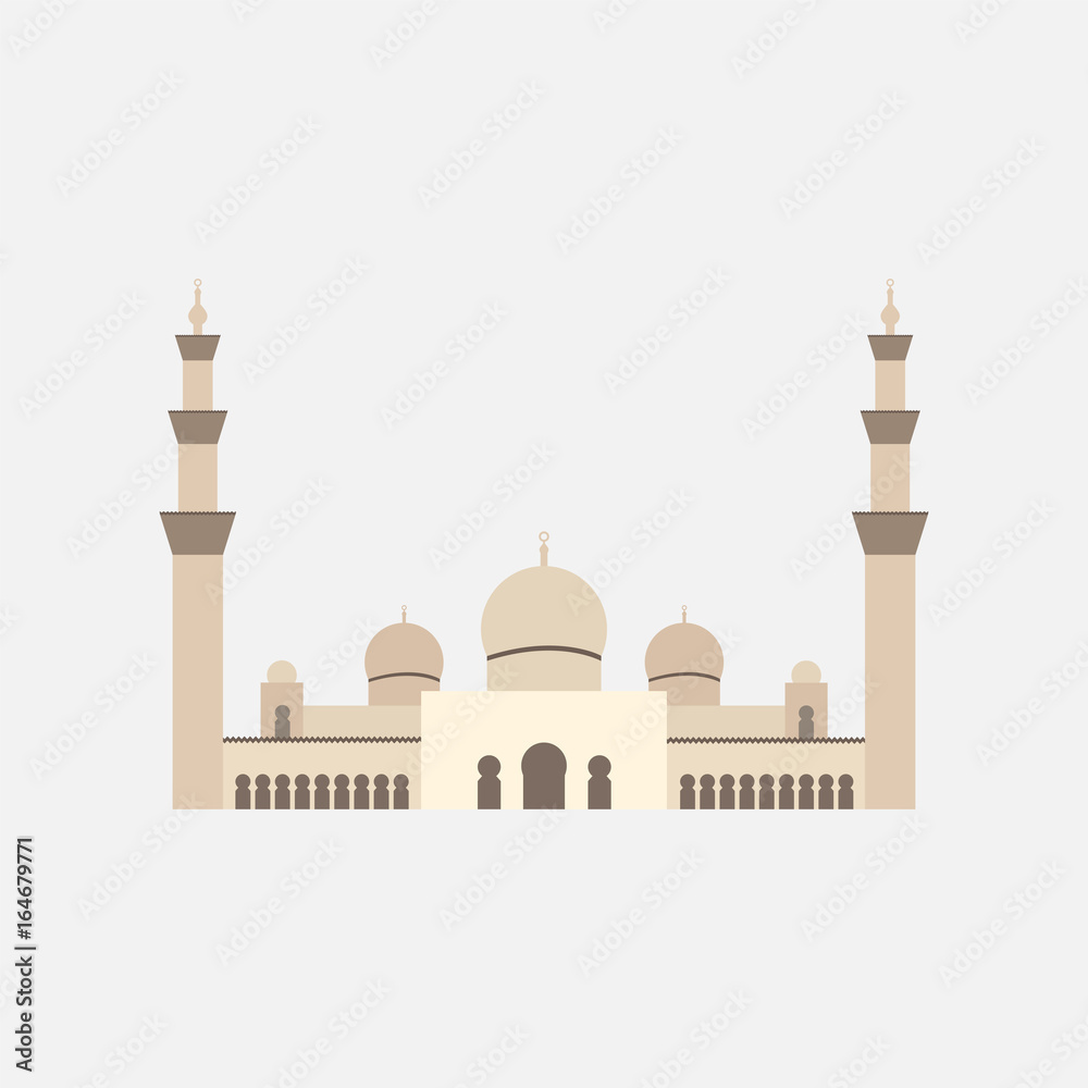 Sheikh Zayed Grand Mosque. Flat icon