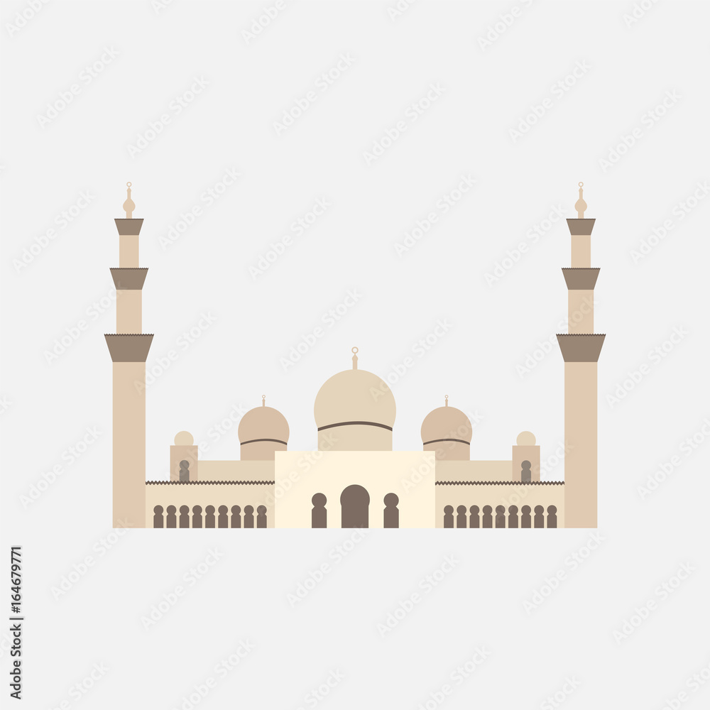Obraz premium Sheikh Zayed Grand Mosque. Flat icon
