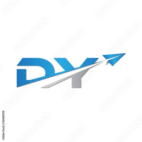 DY initial letter logo origami paper plane