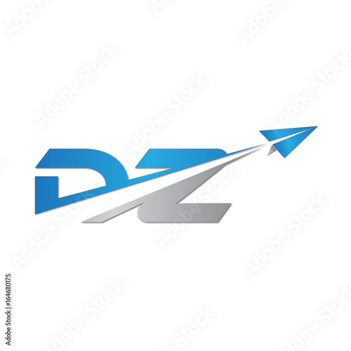 DZ initial letter logo origami paper plane