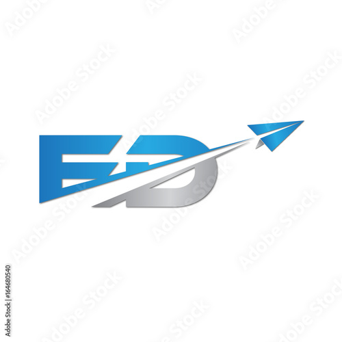 ED initial letter logo origami paper plane