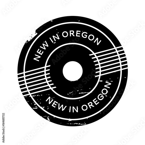 New In Oregon rubber stamp. Grunge design with dust scratches. Effects can be easily removed for a clean, crisp look. Color is easily changed. photo