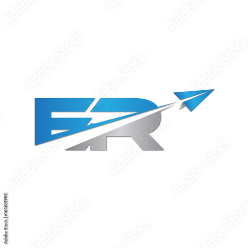ER initial letter logo origami paper plane