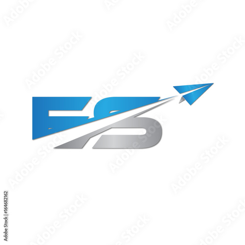 ES initial letter logo origami paper plane