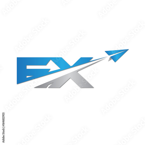 EX initial letter logo origami paper plane