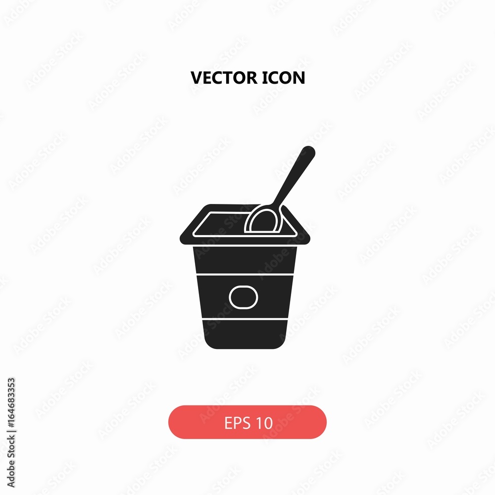 yogurt container with a spoon vector icon yogurt container with a spoon vector icon