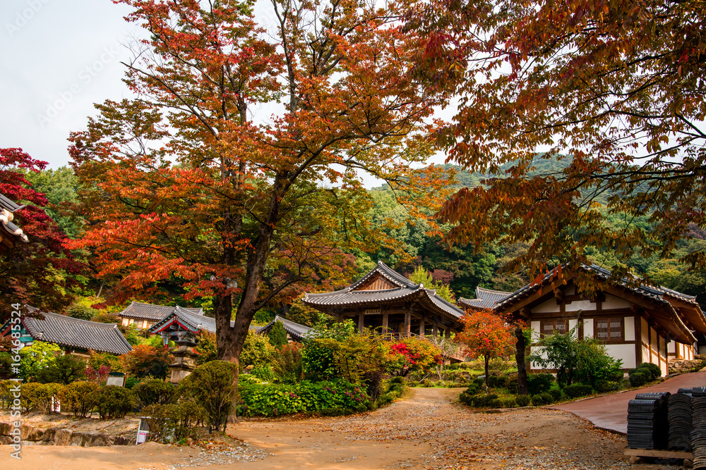 Yeongju Buseoksa, South Korea - Buseoksa Temple was built in year 676. (Sign board text is 