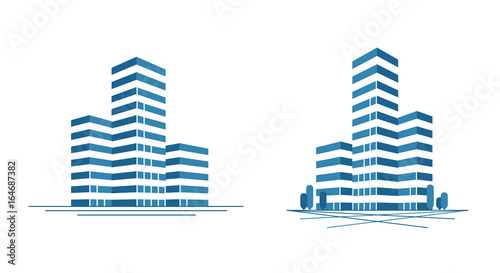 Stampa su tela Modern city, skyscraper logo