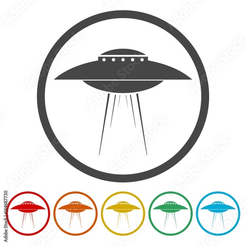 UFO Flying Saucer Vector Icons set