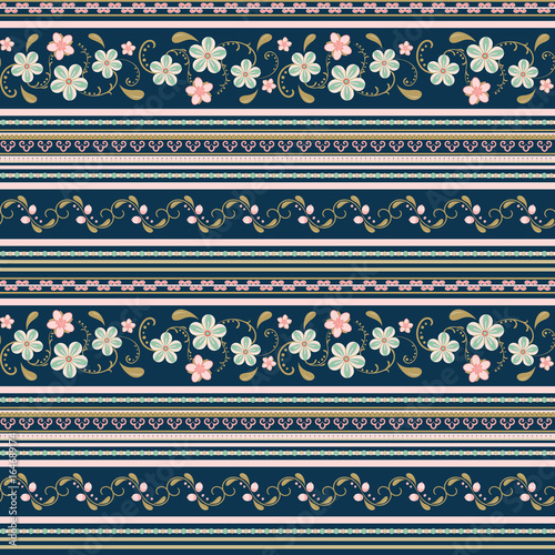seamless  flower  pattern with horizontal stripes. vector background  for printing on textiles, clothes,  paper, wallpaper