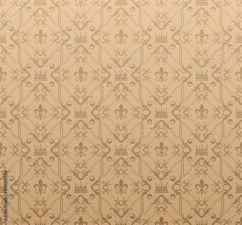 Background image. Damask. Brown color. Texture wallpaper. Vector illustration