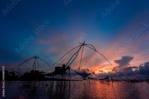 Yor building is traditional local fisherman used net fishing in Pakpra Thale Noi, one of the country's largest wetlands covering Phatthalung, Nakhon Si Thammarat and Songkhla ,South of THAILAND. © joesayhello