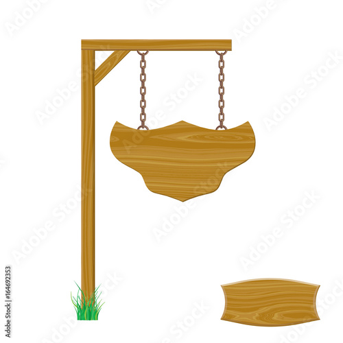 Blank wooden signboard hang...