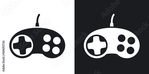 Vector gamepad icon. Two-tone version on black and white background