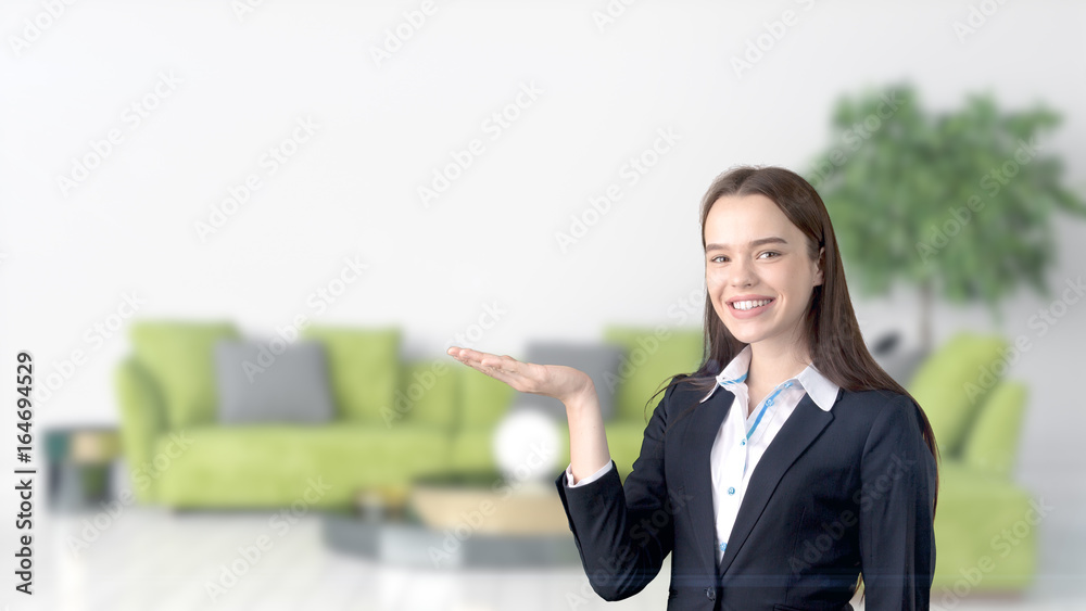 Young Business woman over interior background Young Business woman over interior background