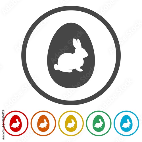 Easter Bunny egg icons set - Illustration