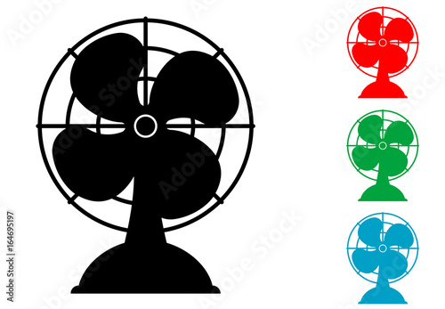 Icono plano ventilador de sobremesa varios colores