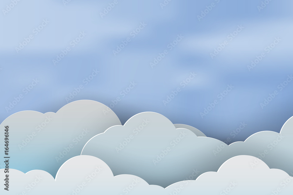 Paper art of cloudscape beautiful with blue sky background,vector Paper art of cloudscape beautiful with blue sky background,vector