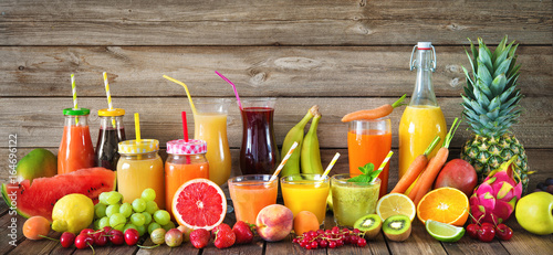 Various fruits and vegetables juices