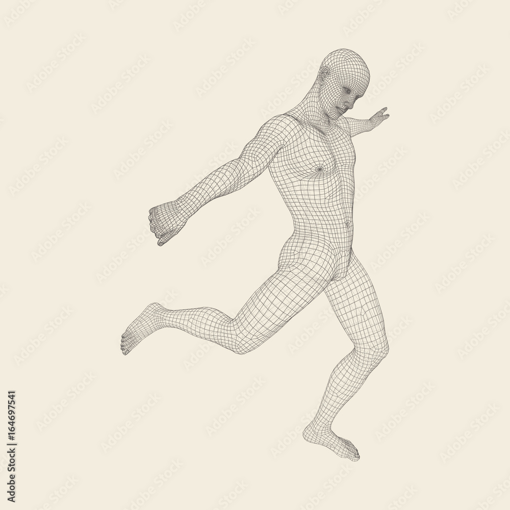 Football player. Sports concept. 3D Model of Man. Human Body. Sport Symbol. Design Element. Vector Illustration.. Football player. Sports concept. 3D Model of Man. Human Body. Sport Symbol. Design Element. Vector Illustration..