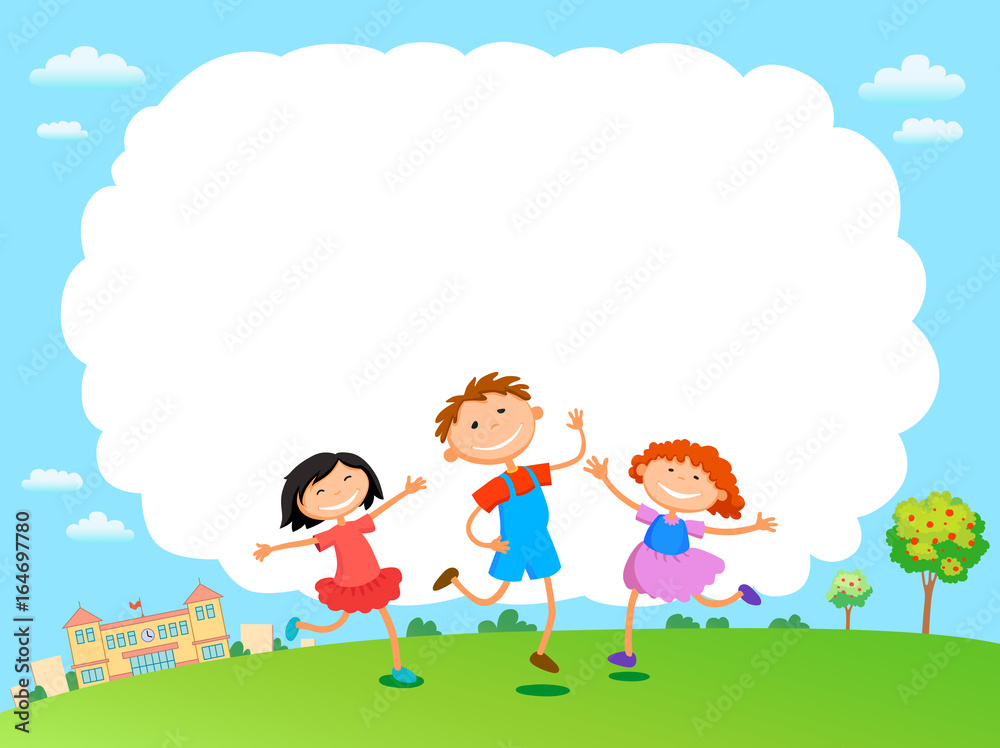 children play clouds design over sky background vector illustration
