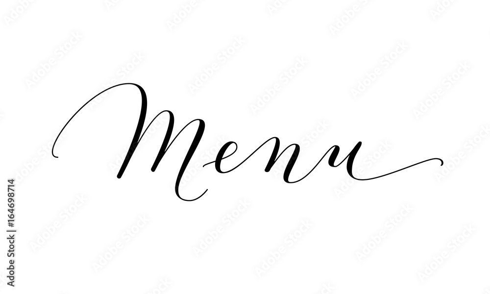 Menu word, hand written custom calligraphy isolated on white. Menu word, hand written custom calligraphy isolated on white.