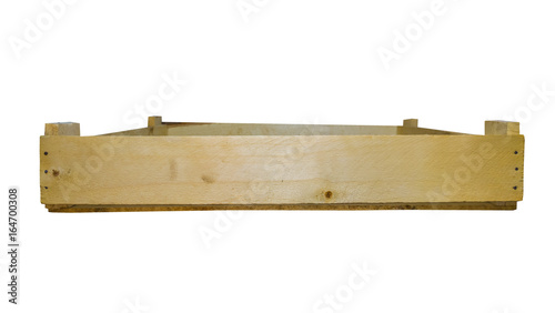 wooden box empty isolated. case of wooden boards for vegetables and fruits