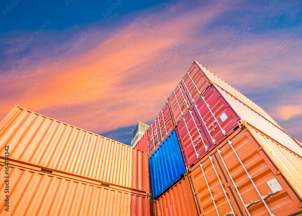 Fototapeta premium Containers box from Cargo freight ship for import export,logistic concept