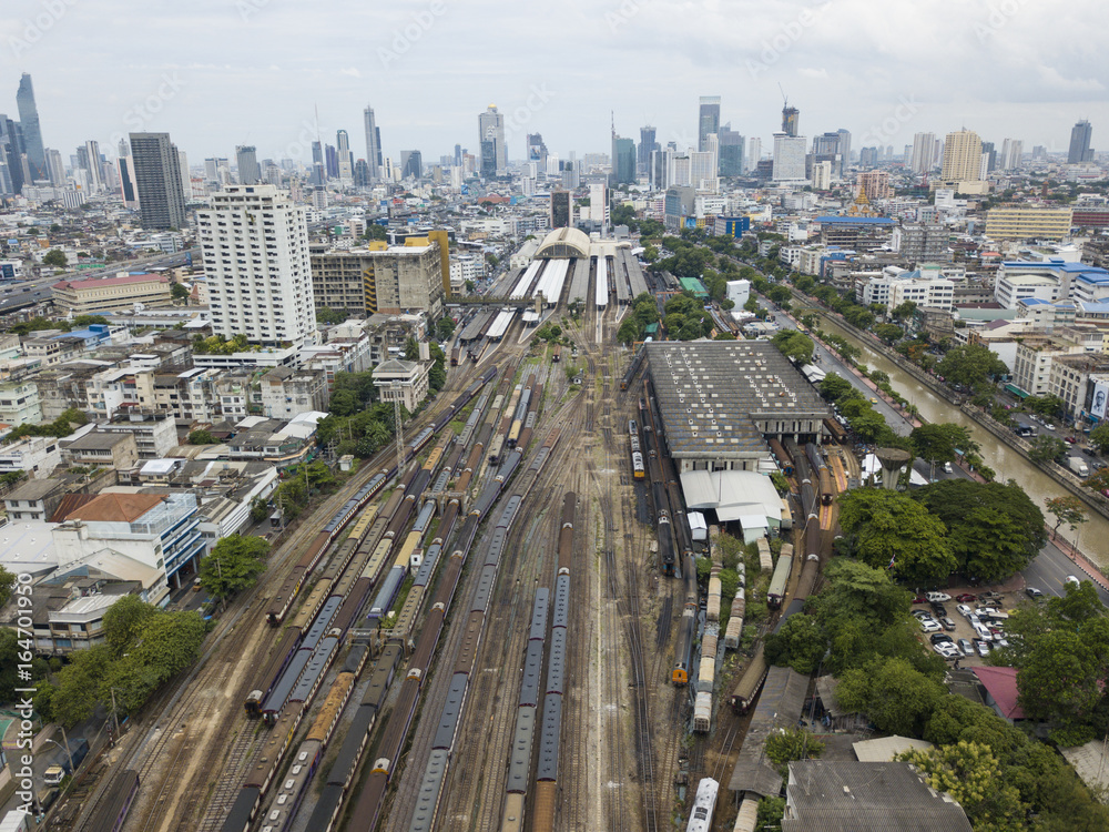 Aerial view of Bangkok railway station