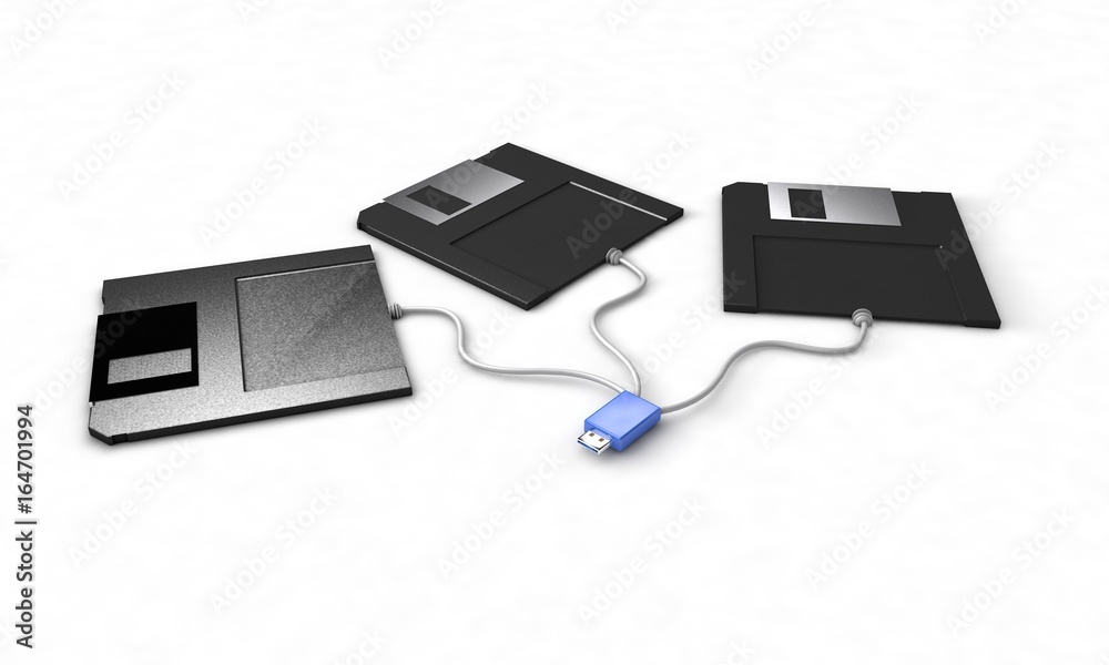 Fototapeta premium Floppy Disk Diskette network concept, 3d