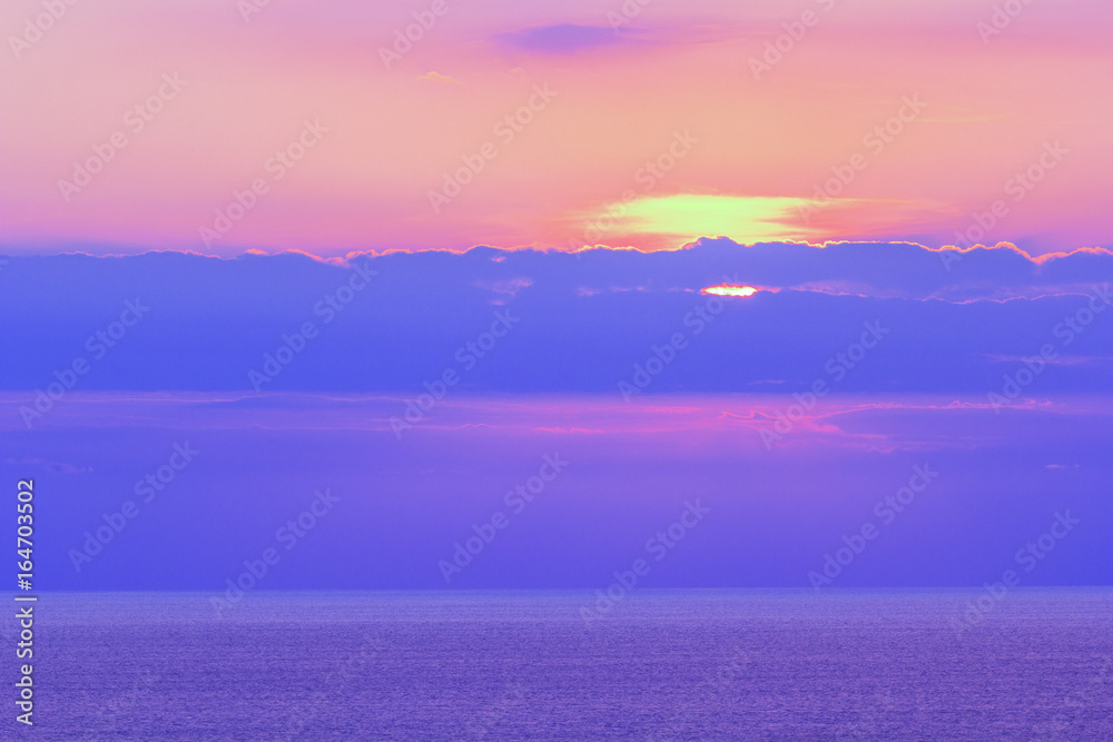 Scenary of Sunset at the sea. vivid color.