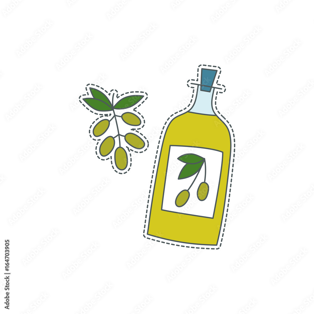 Hand drawn patch badge with Italy symbol - olive oil. Sticker, pin and  patch in cartoon 80s-90s comic style. Stock Vector | Adobe Stock